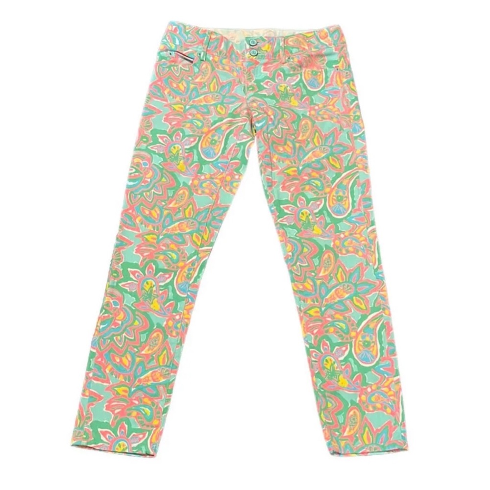 Lilly Pulitzer Worth Skinny Mini jeans pink and green size 2